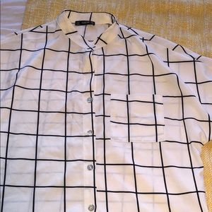 Women’s graph/grid print blouse